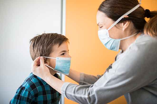 Mask child mother covid