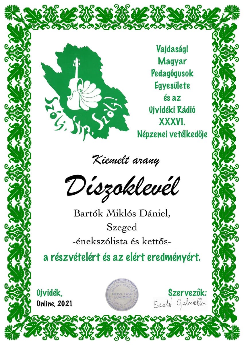 Bartok Miklos Daniel szolista siker